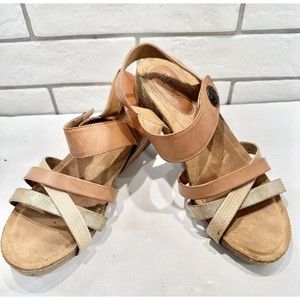 Eurosoft Sofft Renae Strappy Sandals Cork Wedge Heel‎ Womens 8.5M